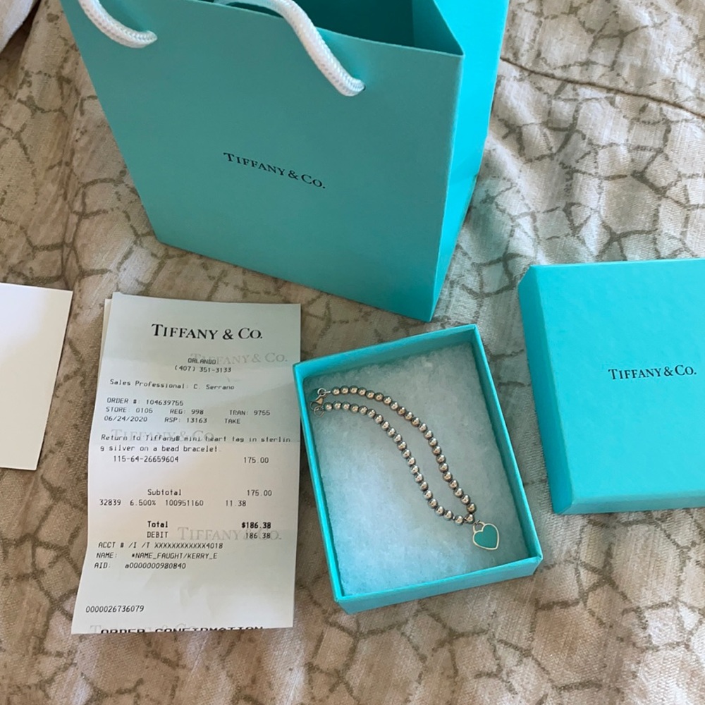 Tiffany & Co mini heart tag bead bracelet sterling silver